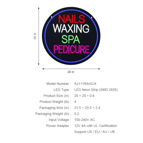 Nails Waxing Spa Pedicure Neon Sign