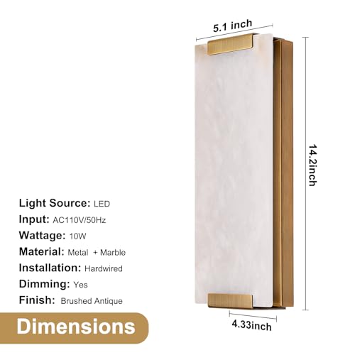 14.2in Alabaster Wall Sconces (2 Count)