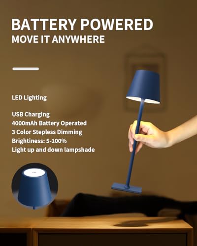 2 Pack Cordless Blue Table Lamps (2 Count)