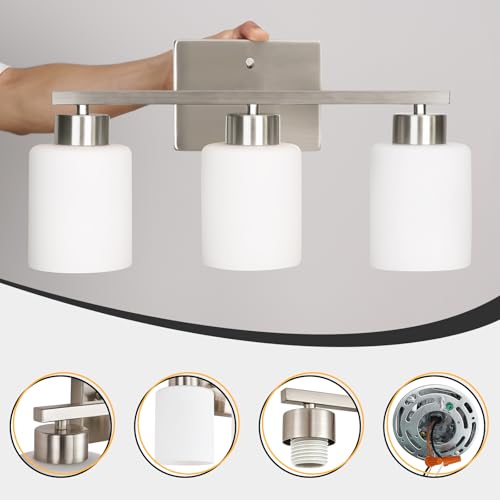 Brushed Nickel Bathroom Light Fixtures Vanity Lights Over Mirror