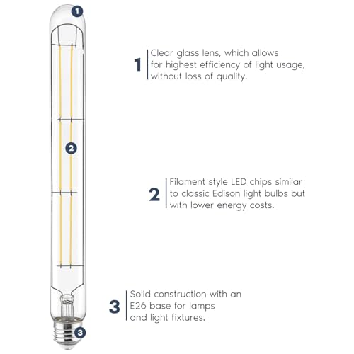 Vintage T9 Long LED Tube Light Bulbs 60W Equivalent (4 Count)