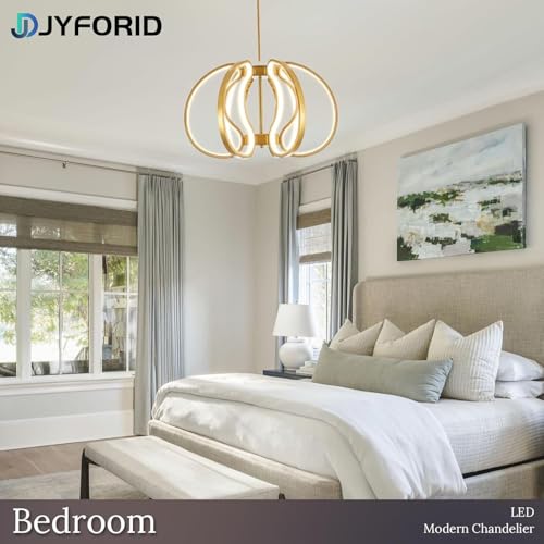 Modern Gold Chandelier with Remote Control