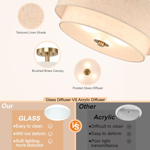 16" Semi Flush Mount Ceiling Light for Bedroom