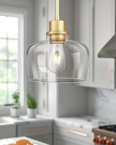 8 Inch Clear Glass Pendant Lights Kitchen Island