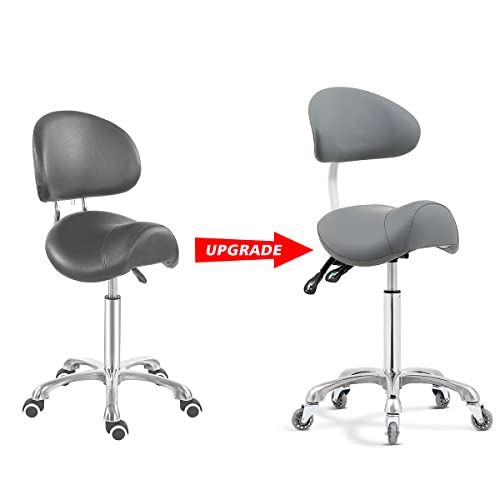 Saddle Stool Rolling Chair with Back Support