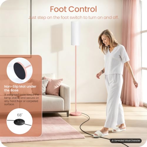 Slim Floor Lamp for Living Room with Magnetic Remote and Foot Switch