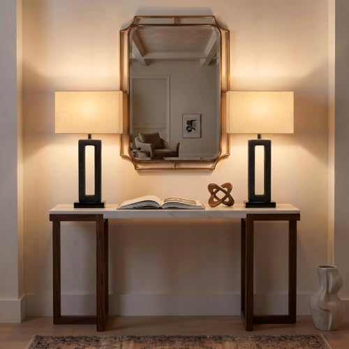 22" Matte Black Textured Ceramic Table Lamps Set of 2