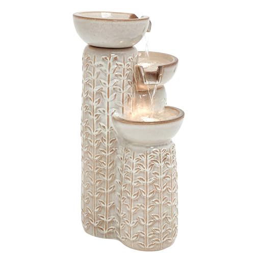 28" H Ceramic Outdoor Water Fountain with LED Lights