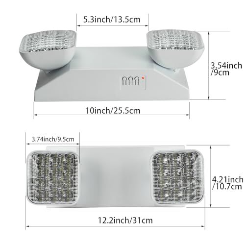 Plug in Emergency Lights for Business Home Power Failure 4Hours 300lm LED Commercial Emergency Light Fixtures with Battery Backup Rechargeable Adjustable Two Heads AC85