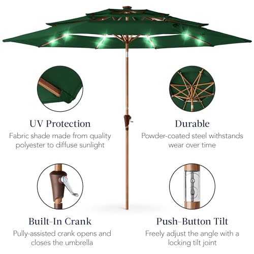 10ft 3 Tier Solar Patio Market Umbrella
