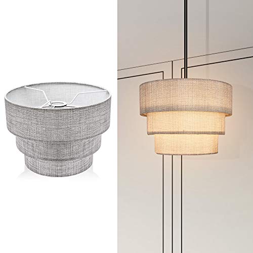 3 tier Drum Linen Lamp Shade for Pendant Lamp Floor Lamp Chandelier Replacement Shade Clip on Bulb Classic Round Lampshade Cover Only