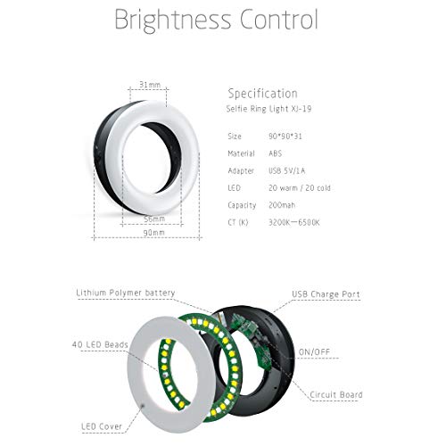 Selfie Ring Light Rechargeable Portable Clip