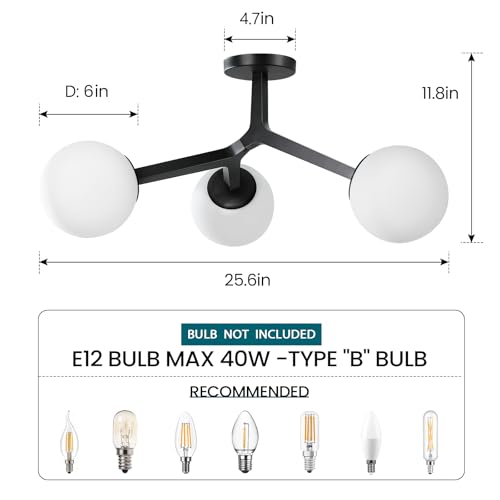 Semi Flush Mount Ceiling Light Fixture 3