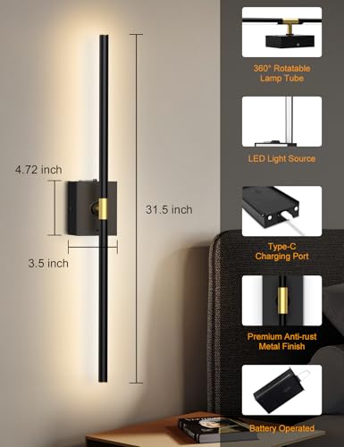 Battery Operated Wall Sconces Set of 2 (2 Count)
