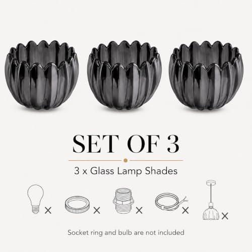 Dark Grey Tulip Glass Lamp Shades 3Pcs (3 Count)