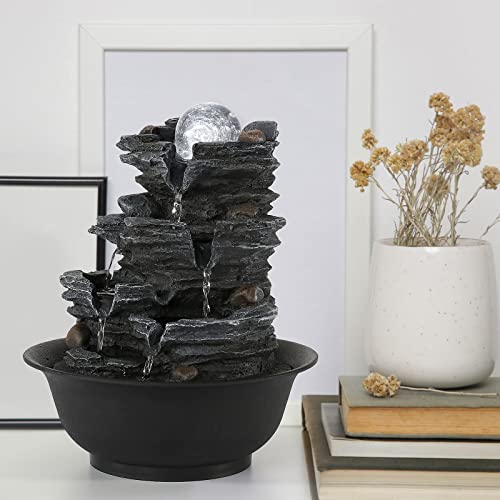 Tabletop Water Fountain Indoor Waterfalls Fountains with LED