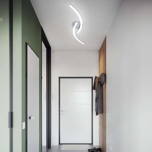 31.4Inch Modern LED Ceiling Light 22W Chrome Linear Ceiling Light Fixture 6000K Aluminum Long Flush Mount Ceiling Lights Fixture Lamp for Bedroom Hallway Kitchen Bathroom