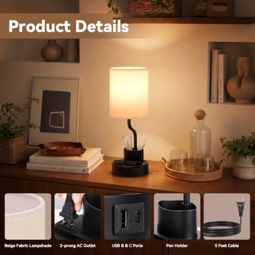 Bedside Lamps for Bedroom Set of 2 (2 Count)