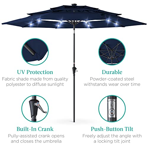 10ft 3 Tier Solar Patio Umbrella