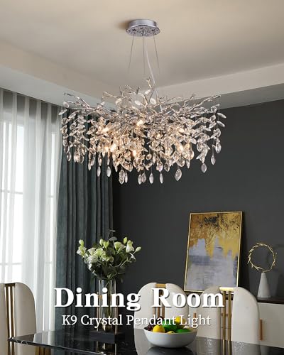 Modern Tree Branch Crystal Chandelier Luxury Silver Crystal Pendant Lighting 30" Contemporary 10