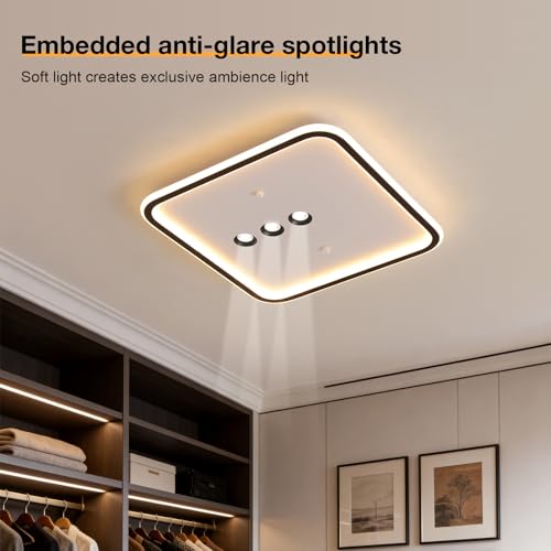 Square Diamond LED Ceiling Light with 3 Spotlights