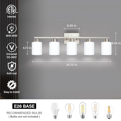Brushed Nickel Bathroom Light Fixtures Vanity Lights Over Mirror