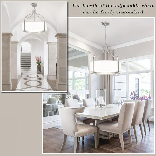 20.5" Modern Brushed Nickel Drum Chandelier