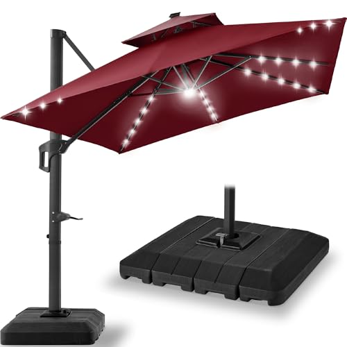 12x12ft LED Cantilever Patio Umbrella w