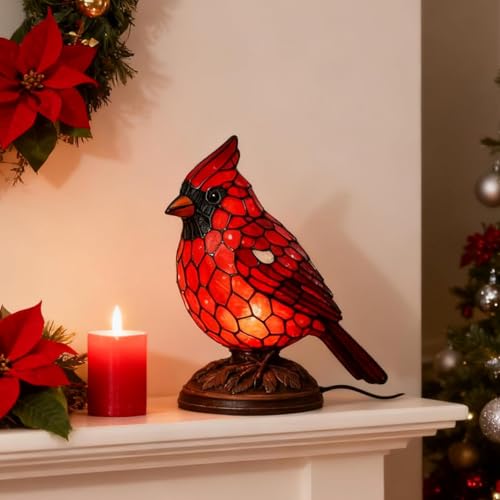 Cardinal Lamp Stained Glass