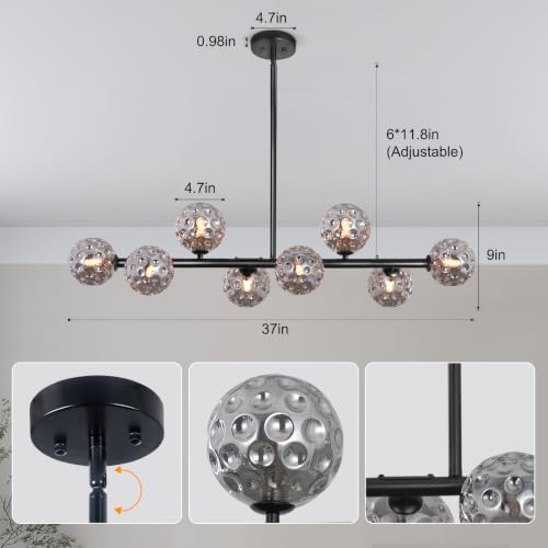 Black Linear Chandelier for Dining Room Globe Island Light Grey Chandelier