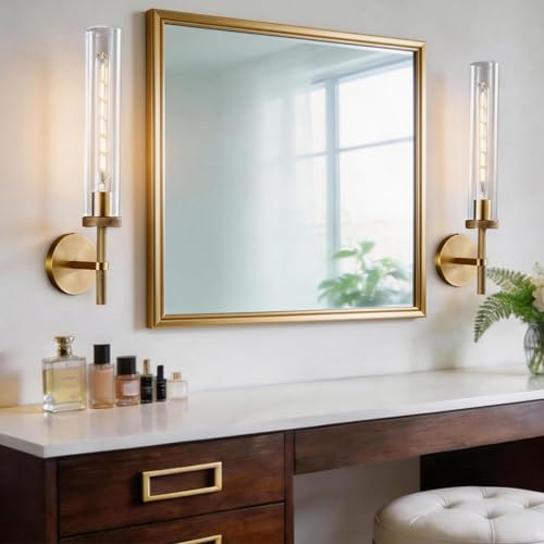 Bathroom Sconces Set of 2 Hardwired Brass Modern Wall Sconces