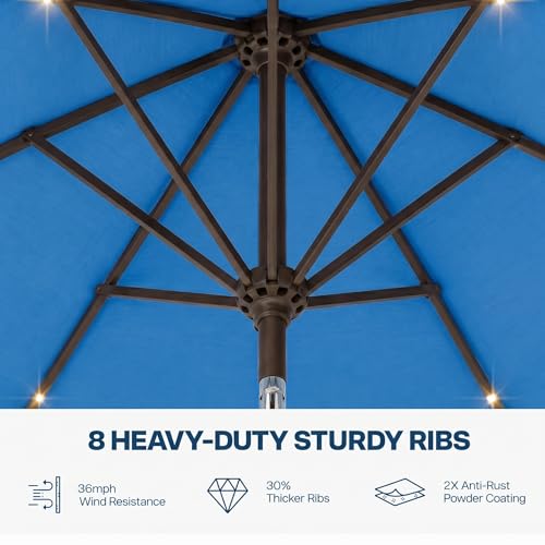 10FT Solar Patio Umbrella with Lights