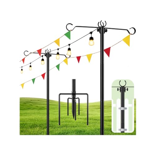 6 Pack Outdoor String Light Poles 10 ft with Detachable Side Crossbars