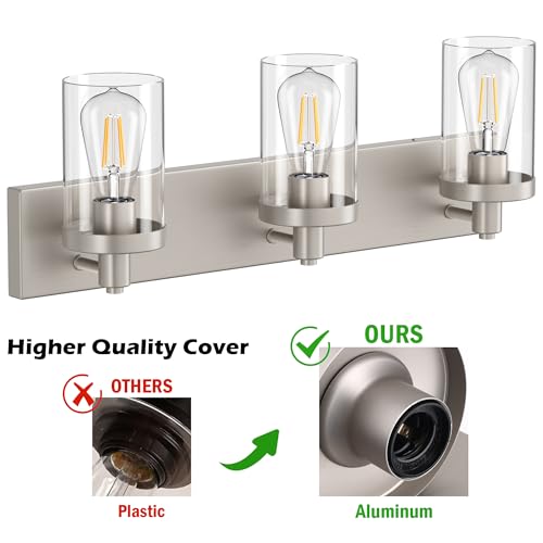 Brushed Nickel Bathroom Light Fixtures 3 Lights Vanity Light for Bathroom Lighting Fixtures Over Mirror