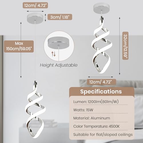 Modern Led Pendant Light Fixture (2 Count)