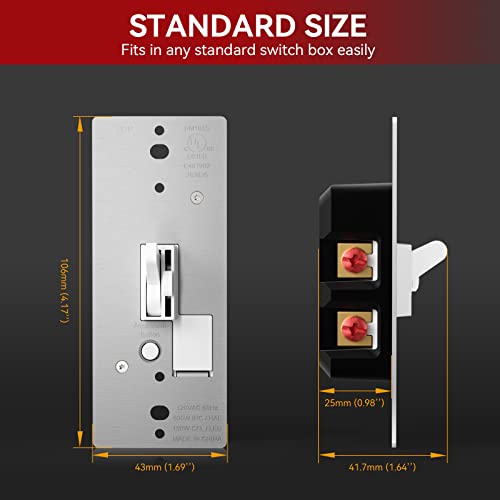 Toggle Slide Dimmer Switch for Dimmable LED Light (2 Count)