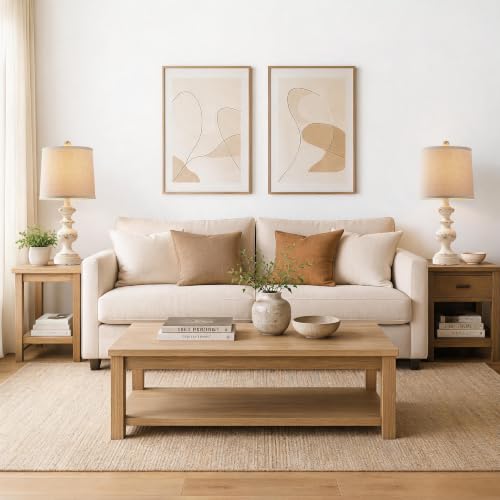 Farmhouse Table Lamp Set of 2 (Washed White)