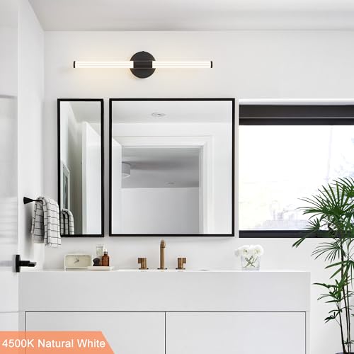 Wall Sconces Set of 2 Hardwired LED Vanity Light Black 23"