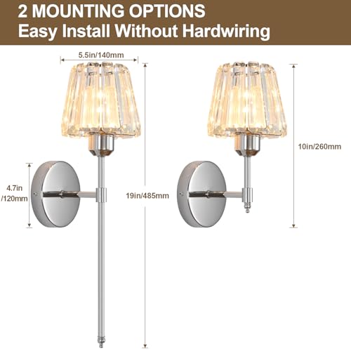 Battery Operated Crystal Wall Sconce Set of 2 (2 Count)