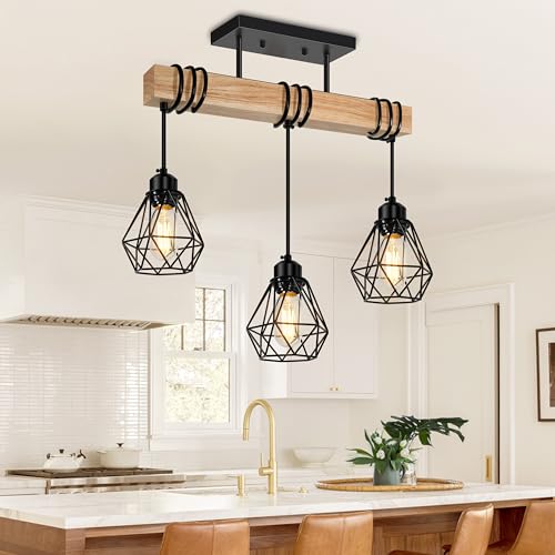 3 Lights Farmhouse Dining Room Pendant Light Fixtures Over Table