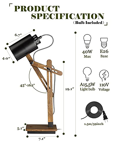 Touch Control Sapele Wood Desk Lamp with Wireless Charging & USB Port