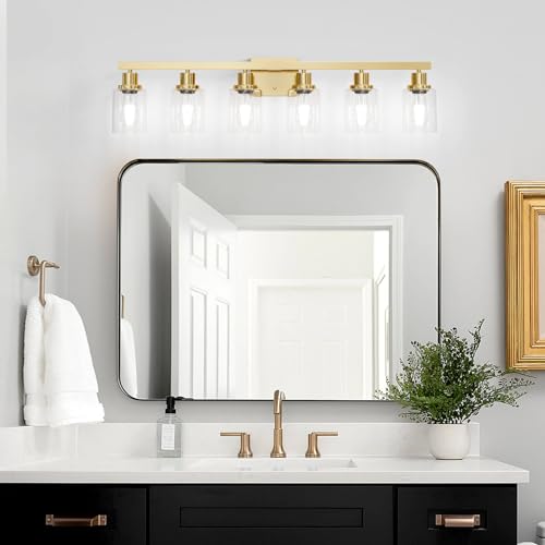 6 Light Gold Bathroom Vanity Light