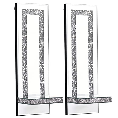 Mirrored Wall Candle Sconces Holder Set of 2 (2 Count)