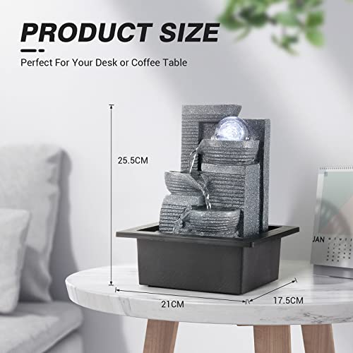 Tabletop Fountain Indoor Water Fountain with LED Crystal Ball