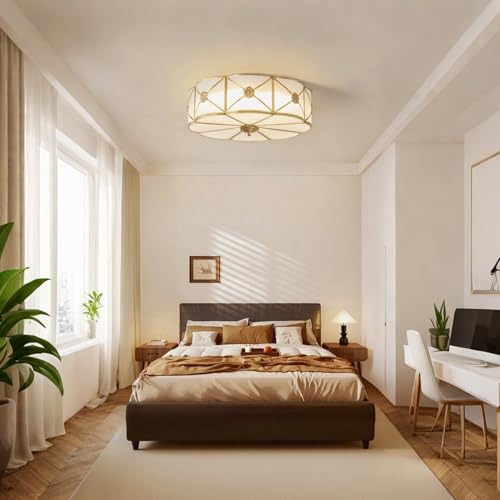 24 in Brass Flush Mount Ceiling Light for Living Room Bedroom