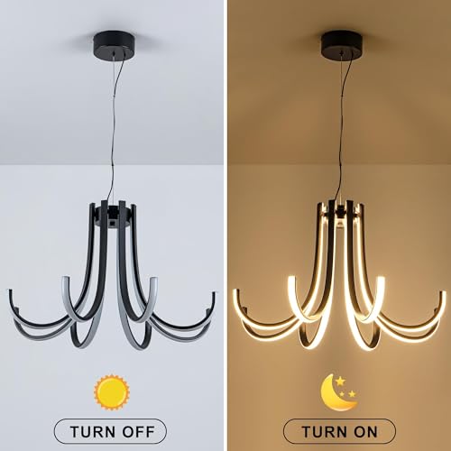 24.4 Inch Black Dimmable Modern LED Chandelier with Remote Control