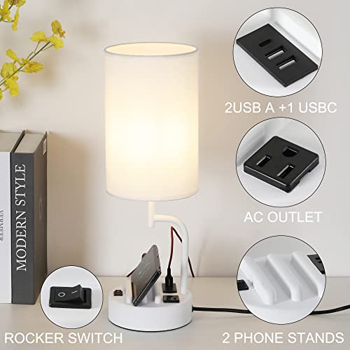 Table Lamp with 3 USB Charging Ports (2 Count)
