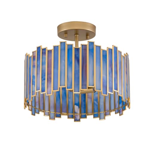 3 Light Tiffany Semi Flush Mount Ceiling Light