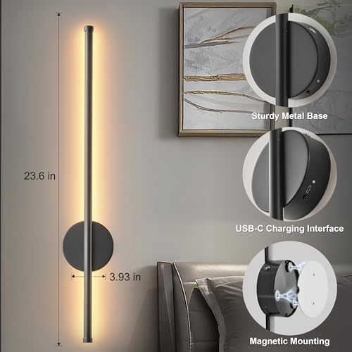 Battery Operated Modern Wall Sconce Set of Two