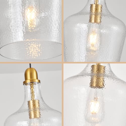 Glass Pendant Light Modern Brass 1 Light Single Dome Pendant Lighting Fixtures for Kitchen Island Dining Room Hallway
